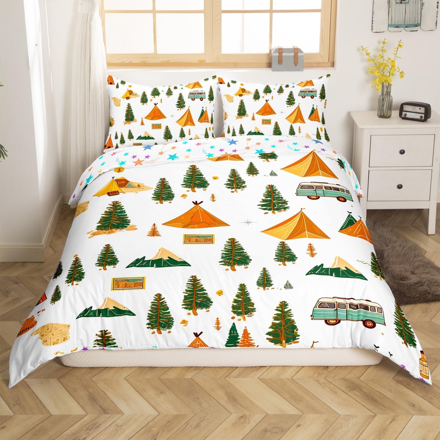 King Size Vintage Camping Bedding Set – Duvet Cover & Decor for Trailers King Size Vintage Camping Bedding Set – Duvet Cover & Decor for Trailers