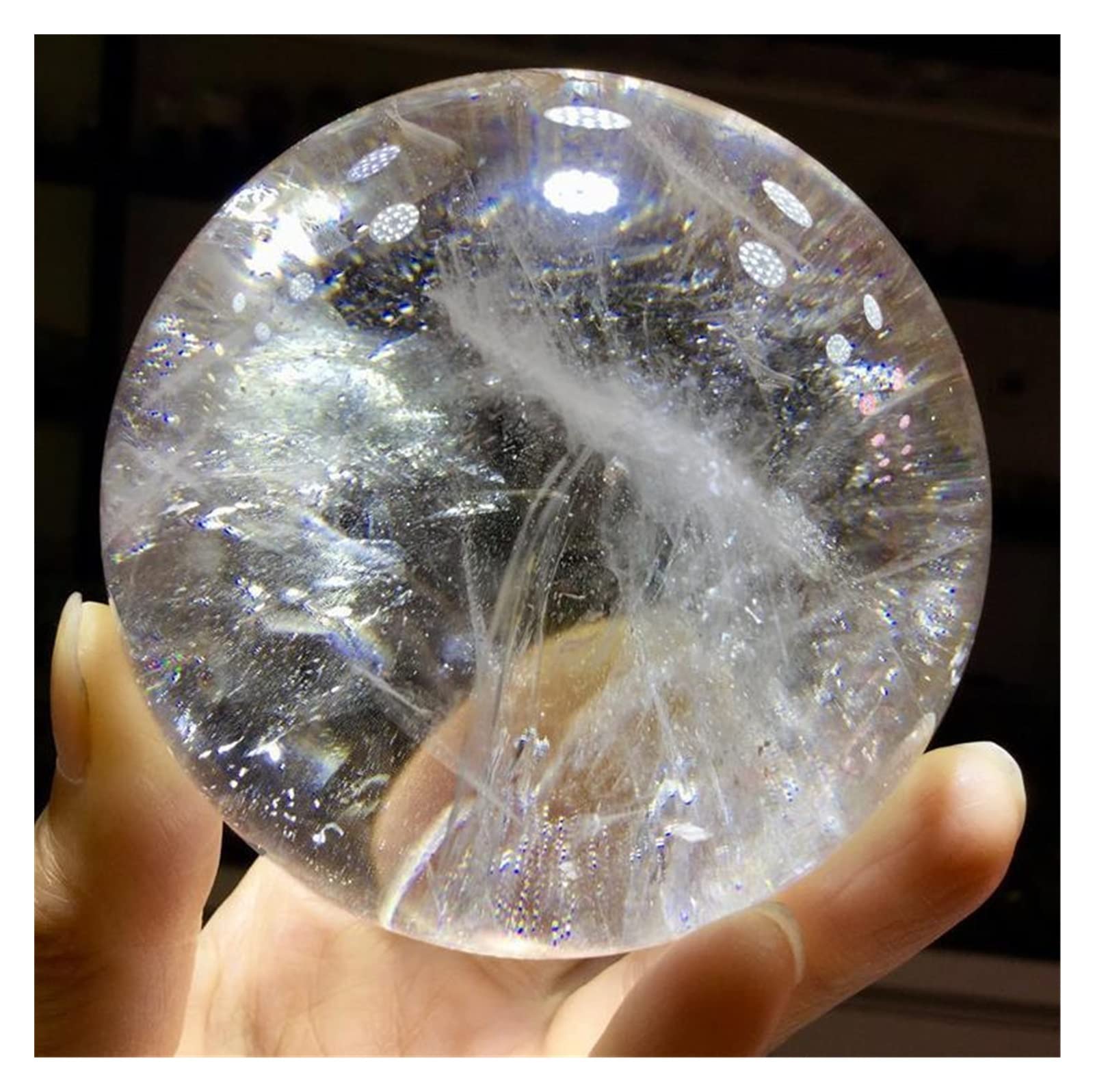 LQYXGS Crystal Stone Home Decor Natural Clear White Crystal Quartz Sphere Ball(6.5-7cm)