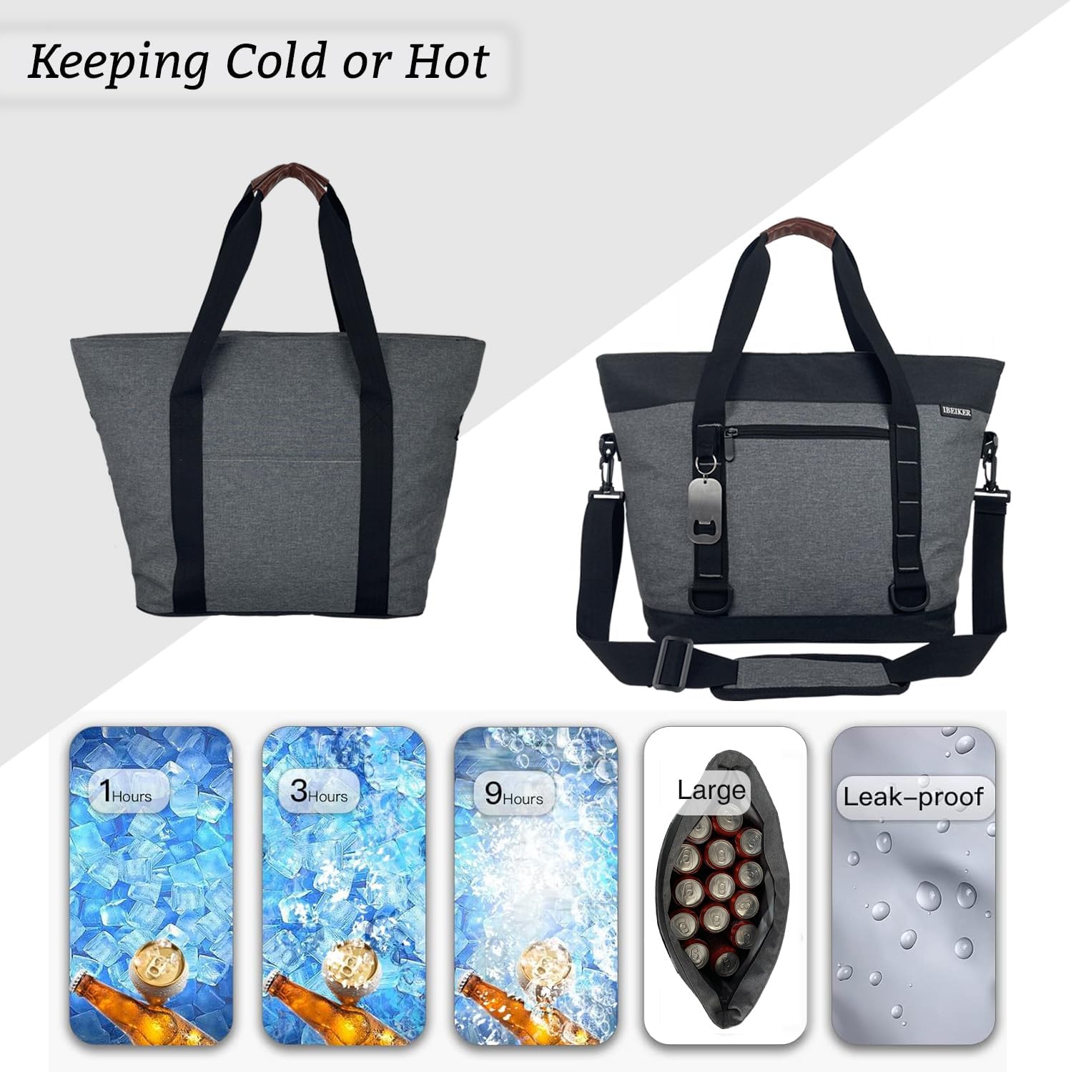 Insulated Cooler Bag, Large Insulated Bag, Reusable Shopping Bags, Leakproof Soft Cooler with BagsBottle Opener, Suitable for Supermarket Shopping, Travel,Beach,Family Picnic,Camping - Image 7