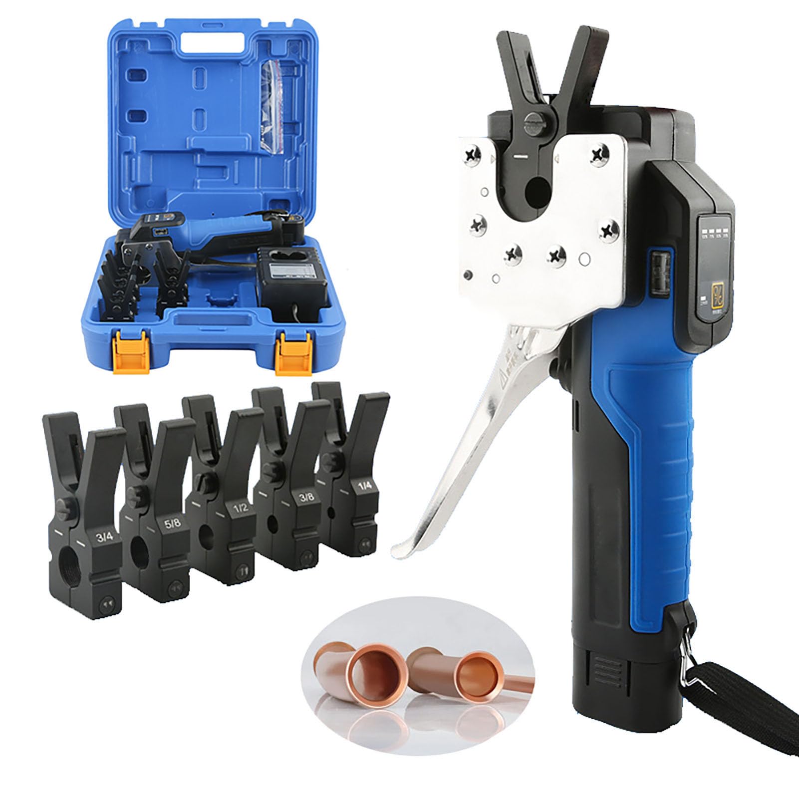 GYKOZY Electric Tube Flaring Tool Kit with LED Light and Adjustable Pipe Expander for Fast Flaring of Copper, Aluminum, and Brass Pipes