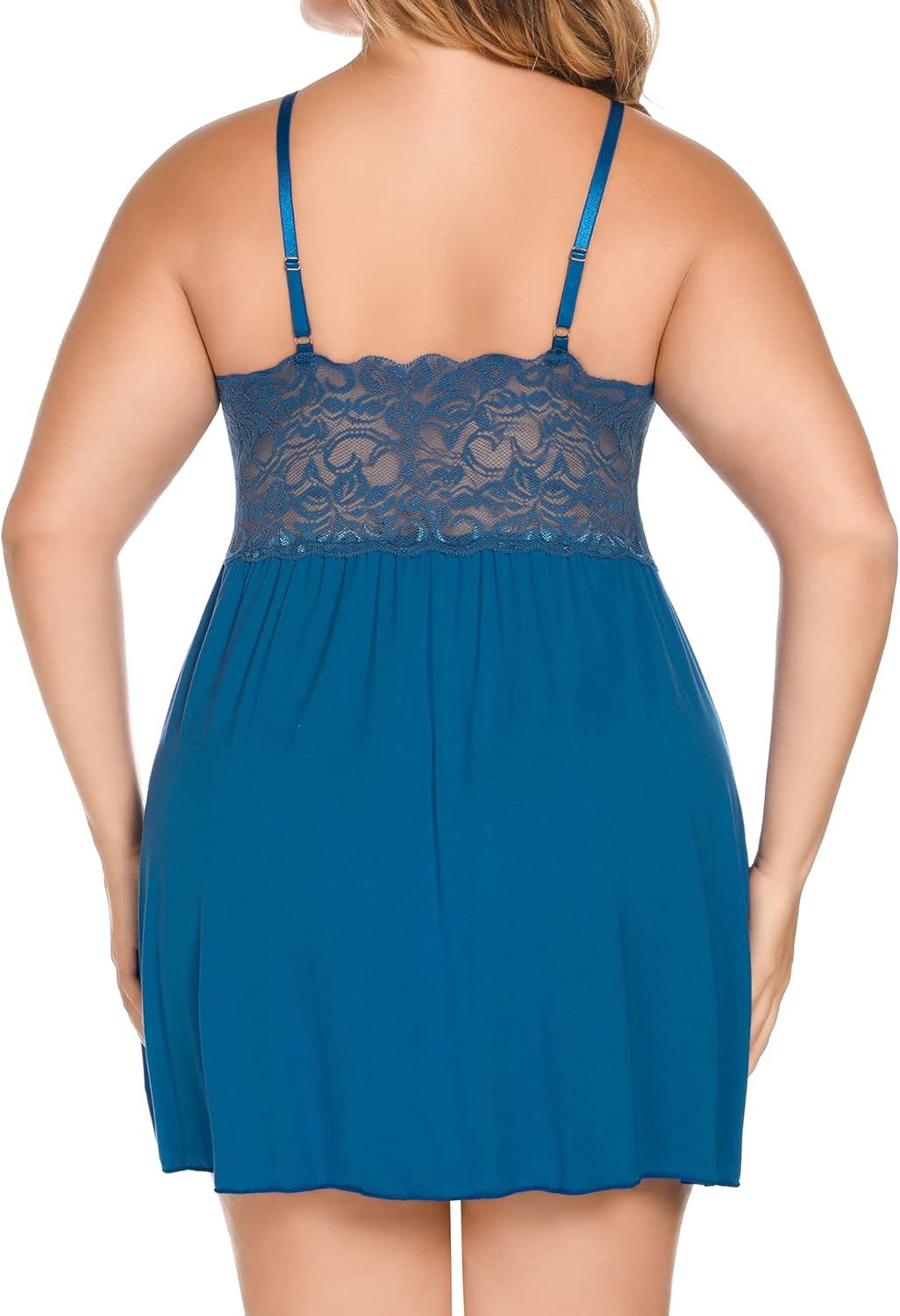 Ababoon Plus Size Lingerie for Women Lace Modal Chemises Nightgown V-Neck Full Slip Babydoll Sleepwear Size 16-24 Plus - Image 6