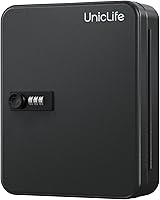Vista 12 de Uniclife Gabinete de llaves de 60 posiciones con cerradura de combinación reiniciable, caja de almacenamiento de seguridad digital negra
