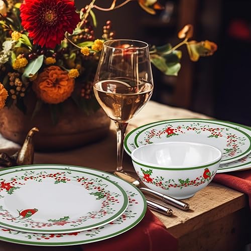 Miniatura 3 de Suclain 12 platos de melamina de Navidad que incluyen 4 platos de Navidad de 11 pulgadas, 4 platos redondos de Navidad de 9 pulgadas, 4 platos de