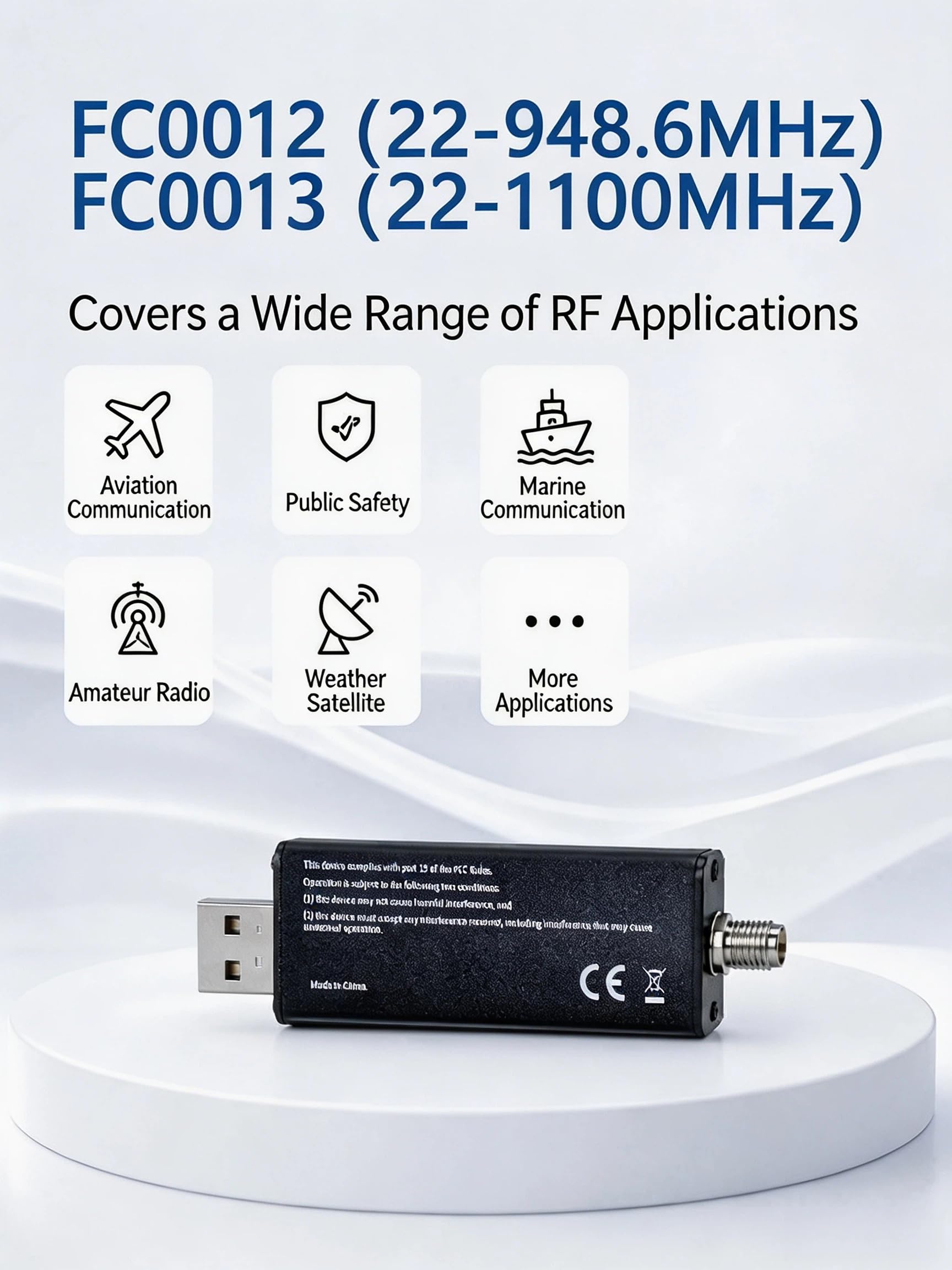 SDR6 V2 Ricevitore Radio RTL2832U USB 2.0 22-1100 MHz (SDR6 V2(FC0013) Kit antenna base magnetica)