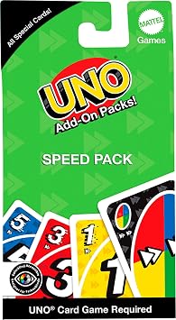 UNO Add-On-Packs Speed Pack Card Game For Kids, Family & Game Nights, Travel, Camping & Parties