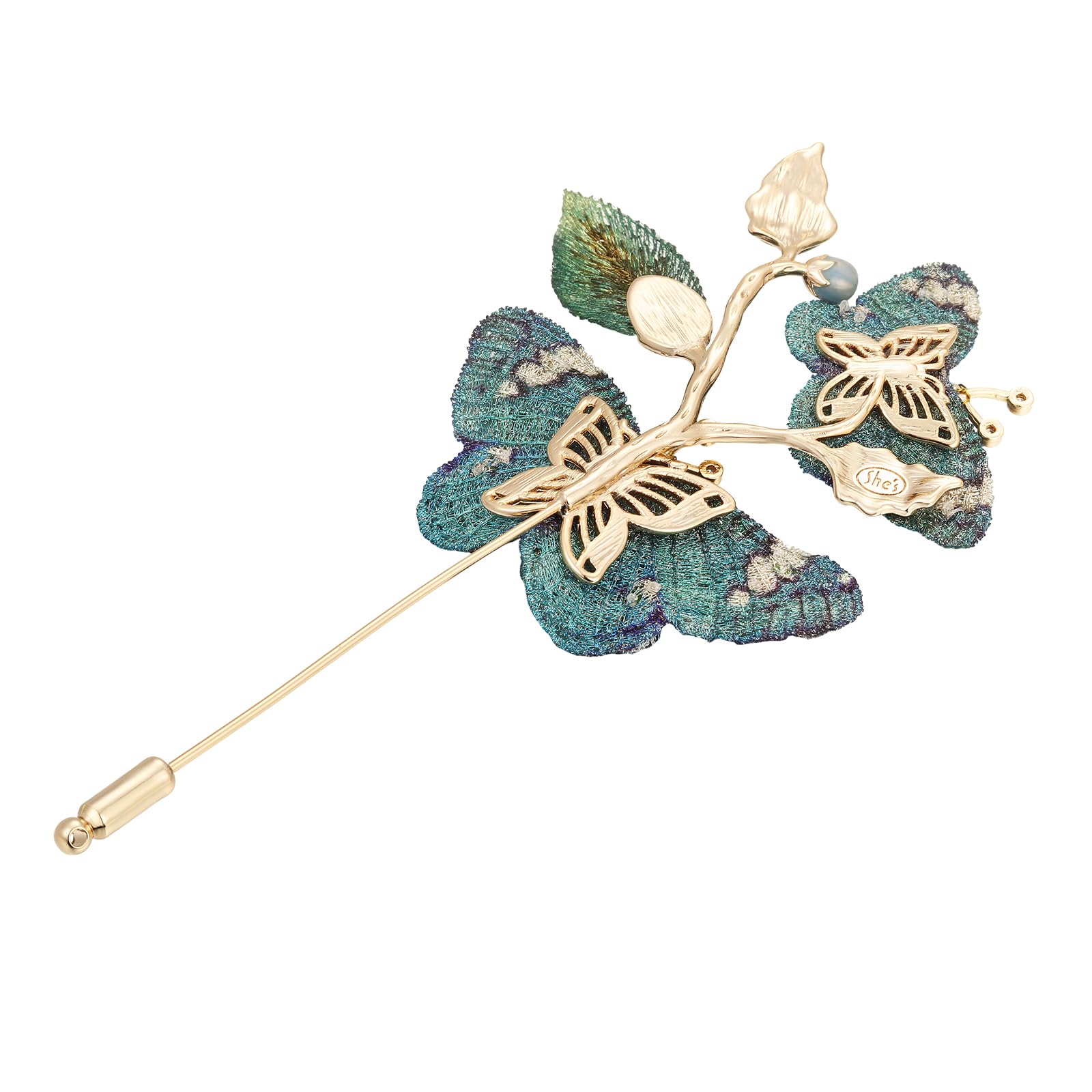 SHE’S FREE STYLE JUST FOR YOU Damen Brosche Schmetterling, Handgemachte brosche mit Stickerei & Kristallen, Vintage broschen & anstecknadeln für damen, Elegante Accessoires für Kleidung (Grün)