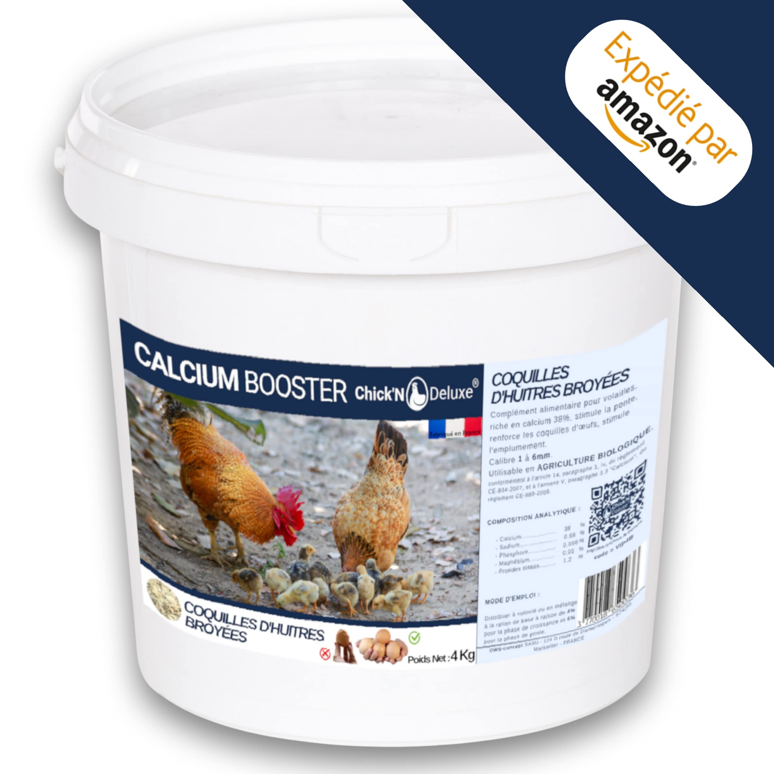 Chick'N Deluxe Calcium Booster 4Kg Coquilles Huîtres Poules Pondeuses