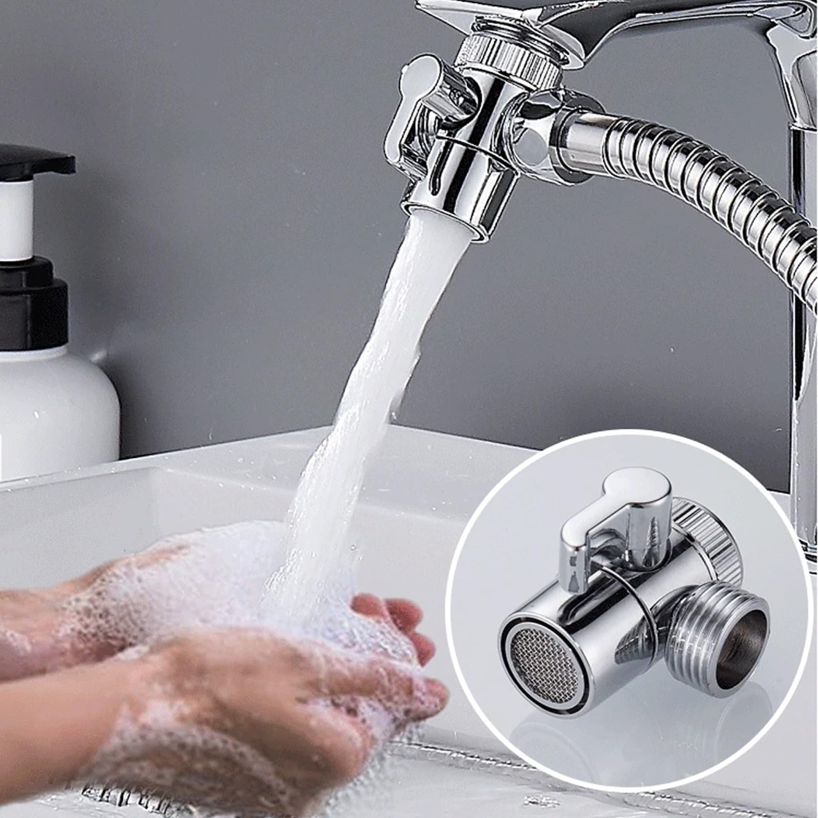 Deviatore Doccia 3 Vie 1/2" - Valvola A Ottone Cromato, Per Rubinetto, Doccetta E Lavandino - Foto 2