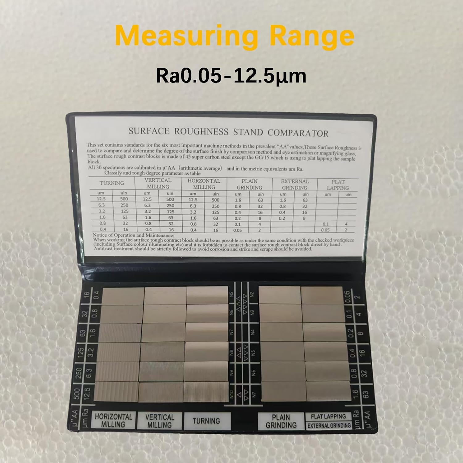 Surface Roughness Comparators, 30pcs Roughness Test Block Set Ra0.05-12.5μm, Microfinish Roughness Measurement Tools