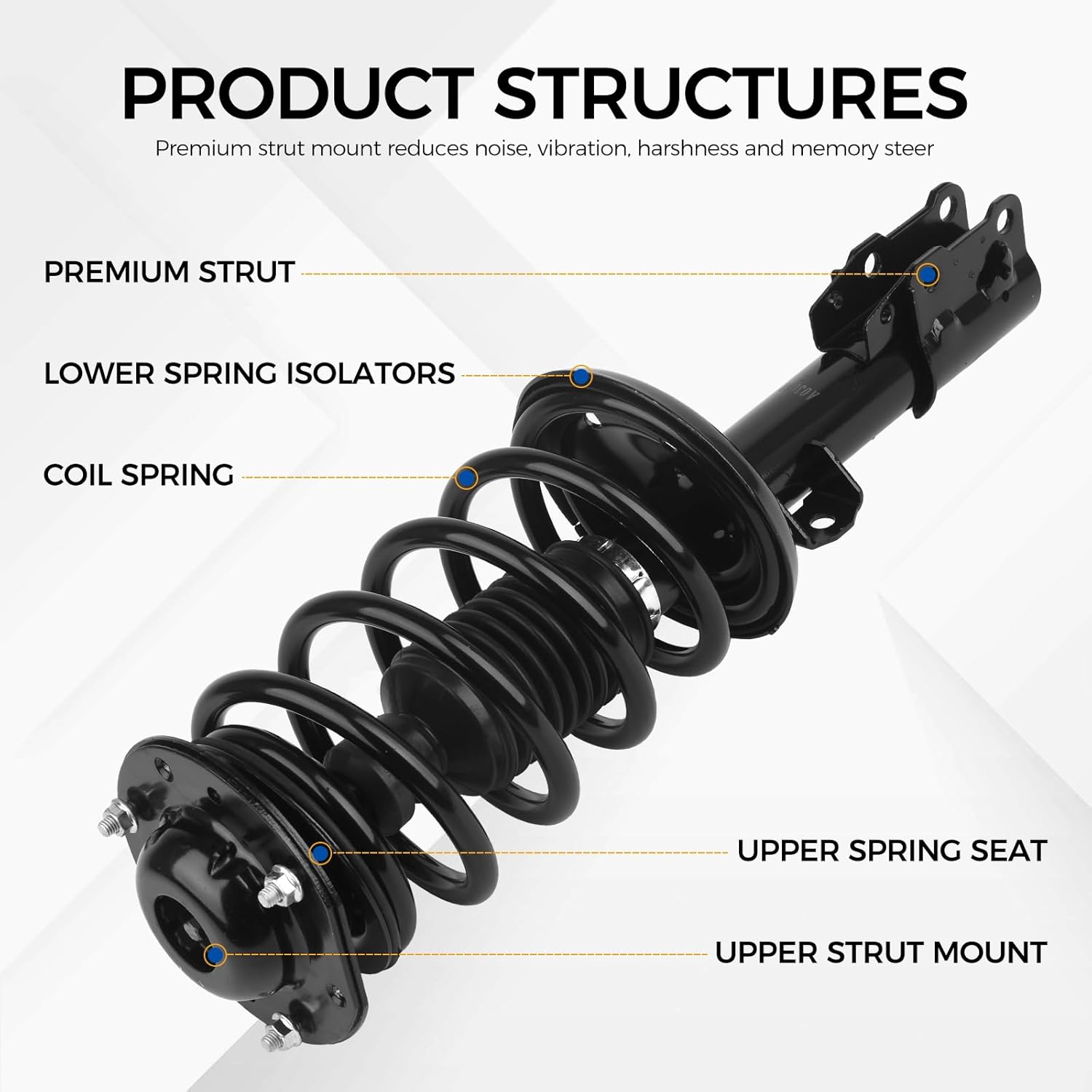PAROD 172200 172199+5778x2 Shock Absorber Struts w/Coil Spring Assembly fit for 2004-2012 Chevy Malibu, 2005-2010 Pontiac G6, 2007-2009 Saturn Aura Front and Rear