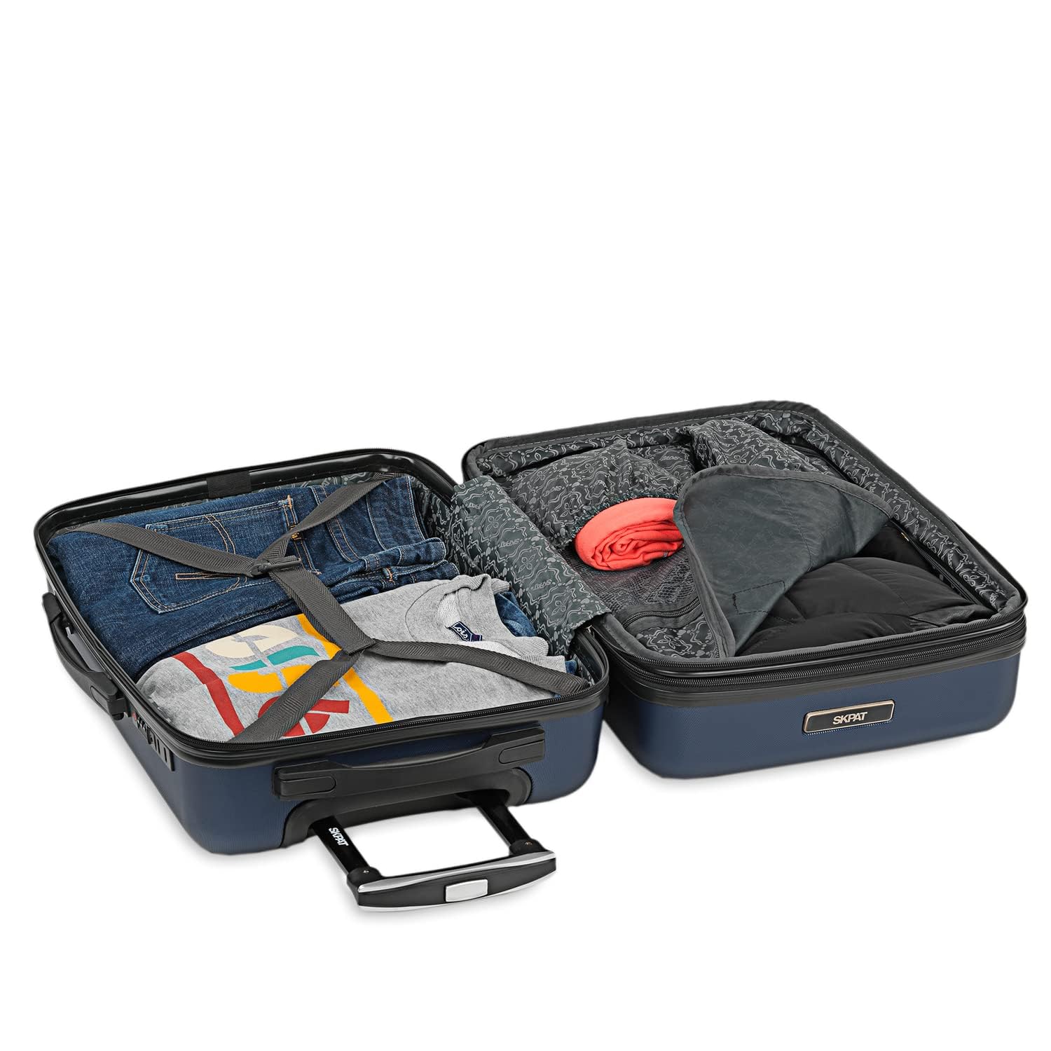 SKPAT - Maleta de Cabina 55x40x20 - Maletas De Viaje Cabina Rígidas Trolley con 4 Ruedas Dobles para Avion Ligera Equipaje De Mano Candado de Combinación. Compatible Ryanair, Azul