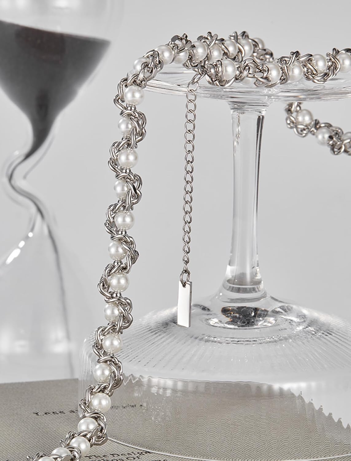 Pearl Chain Necklace for Women, Valentine's Day Mother's Day Jewelry Gifts for Her, White Silver Gold Plated Stainless Steel Link Faux Beads, Bridal Wedding Anniversary Birthday Christmas - Image 6