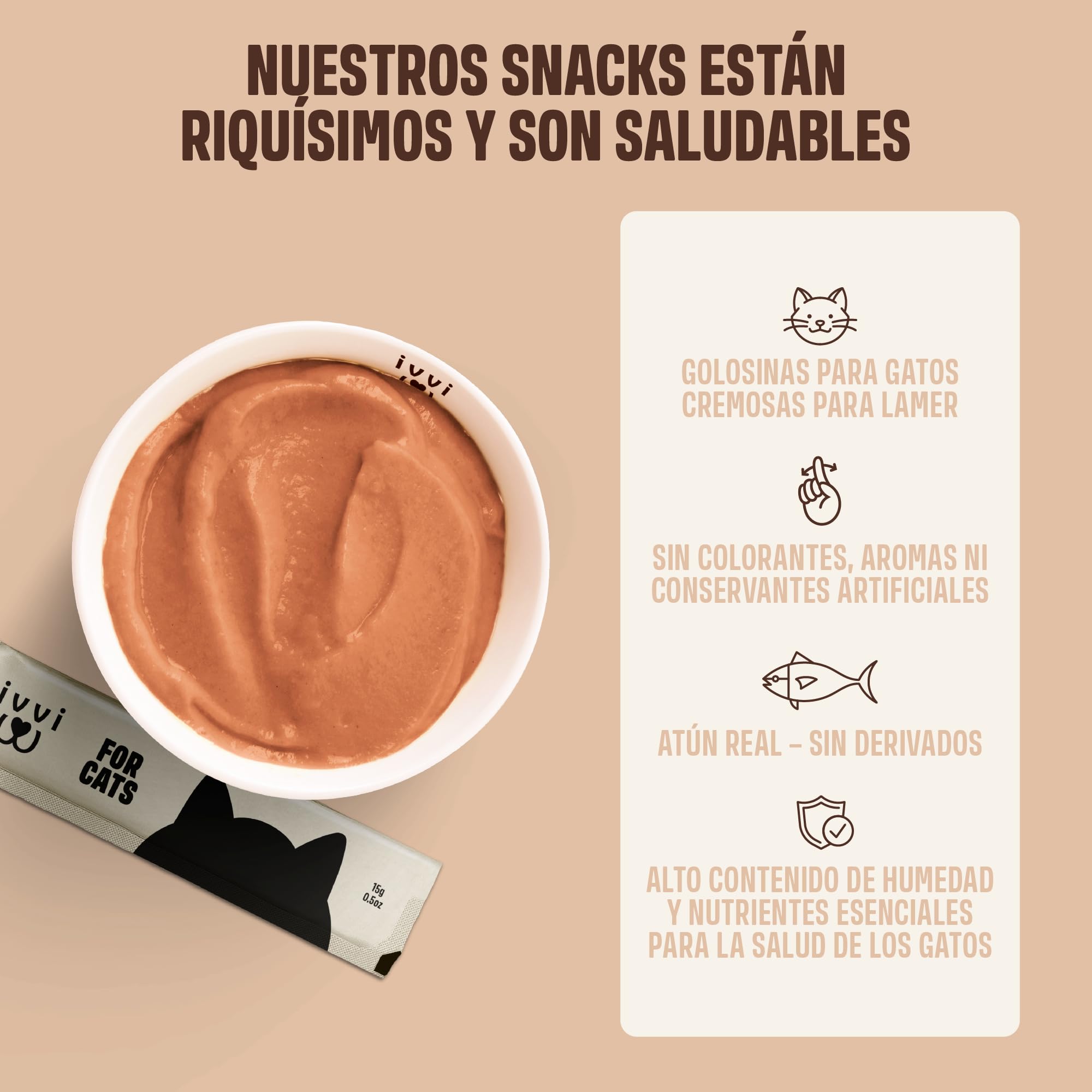 ivvi Anti Bolas de Pelo para Gatos – Anti-Hairball Esencia Crema Funcional con Malta, Olmo Rojo, inulina y psyllium – Ayuda a Eliminar Bolas de Pelo – 30x15g – con atún Real