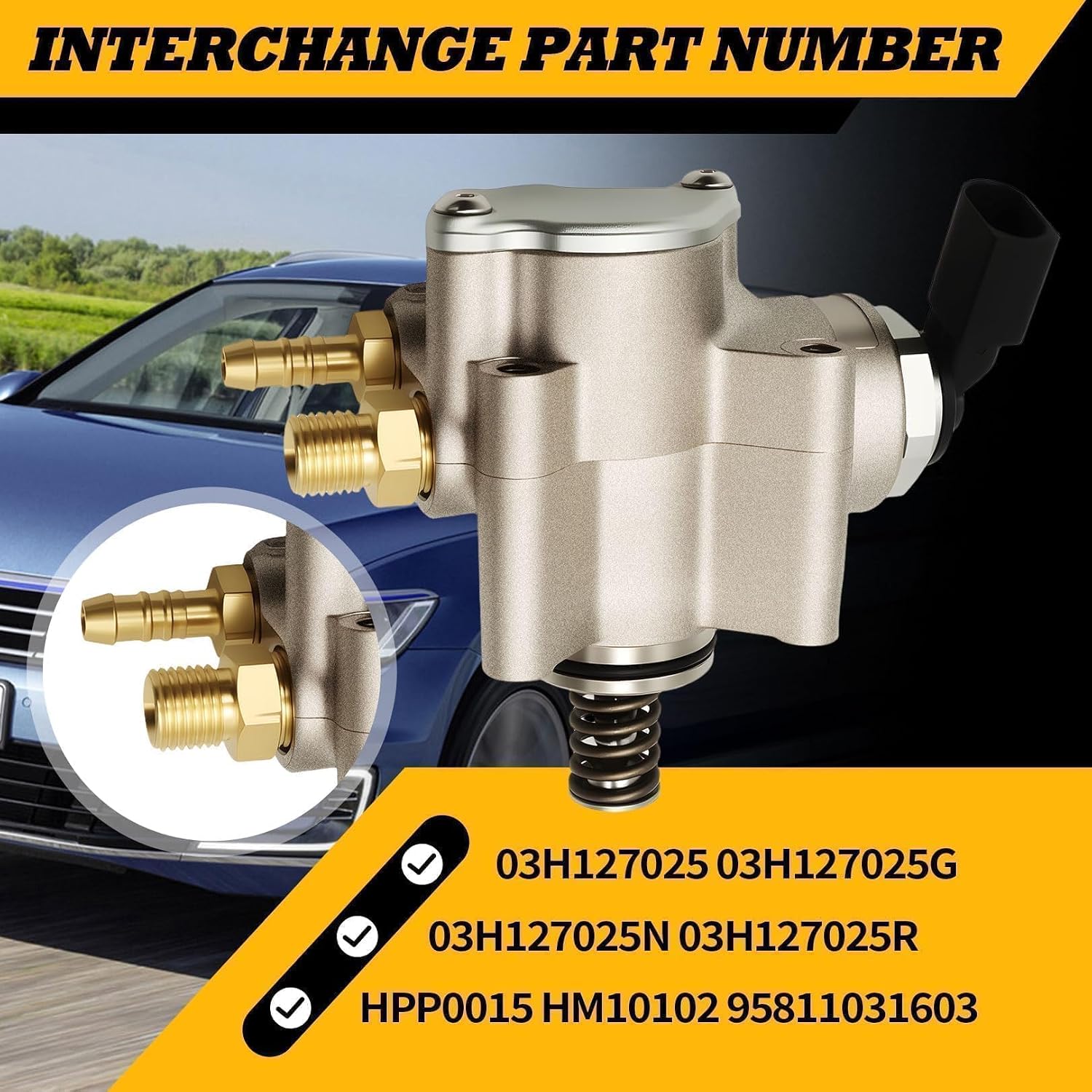 03H127025N High Pressure Fuel Pump Compatible with 2011-2018 Cayenne, 2018-2020 Atlas, 2012-2016 CC, 2012-2018 Passat, 2011-2017 Touareg 3.6L 03H127025S HPP0015 GDP605 03H127025G HM10102