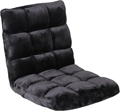 14-Position Adjustable Floor Gaming Chair Foldable Memory Foam Armless Sofa Seat Couch Recliner with Comfy Back Support for Working Meditation Reading, Black