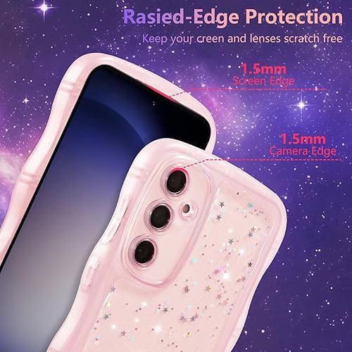 Miniatura 2 de ZTOFERA Funda protectora para Samsung Galaxy A14 4G5G de 6.6", ondulada, con brillantina de estrella, poliuretano termoplástico transparente, suave