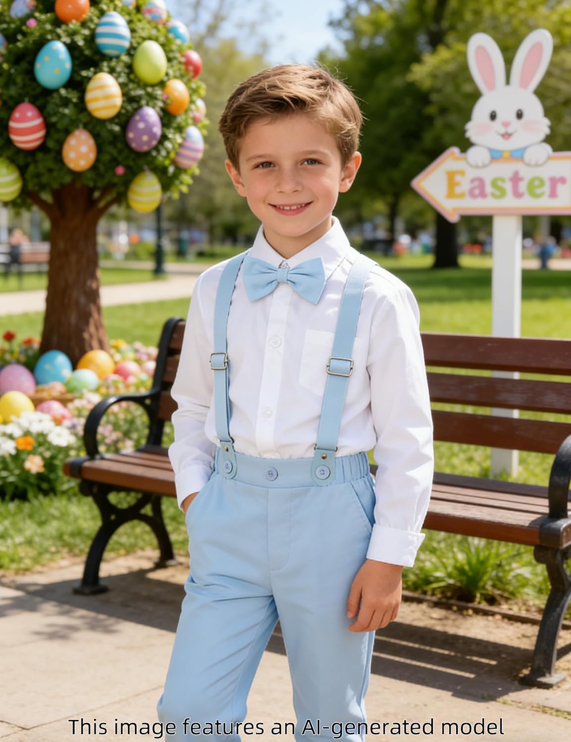 A&J DESIGN Toddler Boys Formal Clothes with Suspender Baby Wedding Outfit Kids Dress Suit Set