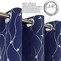 Vista 93 de BGment Room Darkening Curtains 95 Inches Long, Grommet Thermal Insulated Blackout Curtains with Wave Line and Dots Printed for Bedroom, 2 Panels