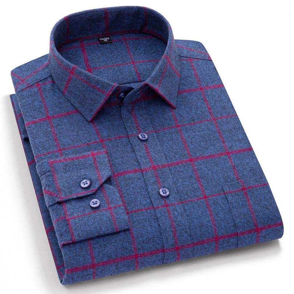 IIK Camicia in Cotone A Maniche Lunghe da Uomo,Camicia Casual A Maniche Lunghe da Uomo, Camicie Casual in Cotone Scozzese da Uomo Camicie in Cotone A Quadri A Maniche Lunghe con Taschino Abbottonat