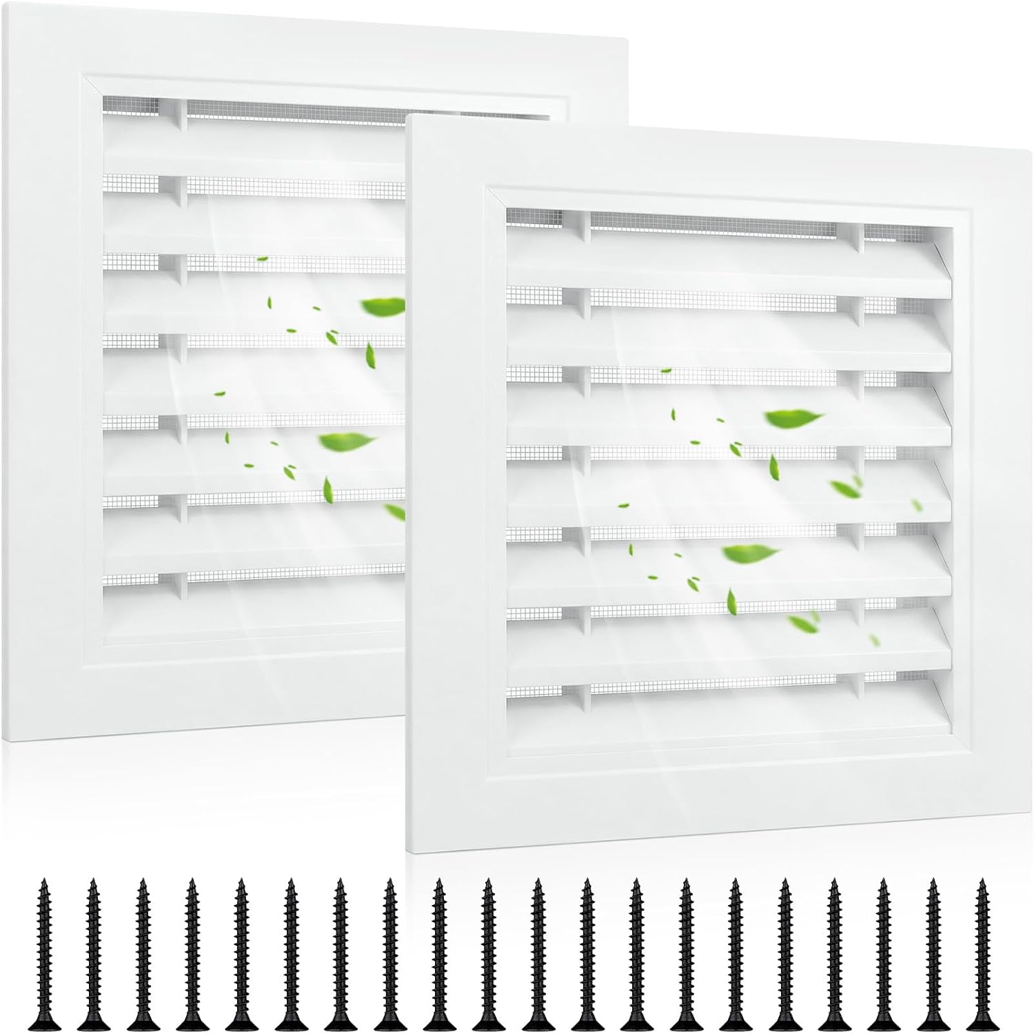 2 PCS 12" x 12" Gable Vents Aluminum Alloy Attic Wall Vents with Screened Metal Shed Vents for House Door Vents with Screws, for Exterior Door Wall House Ventilation(White)