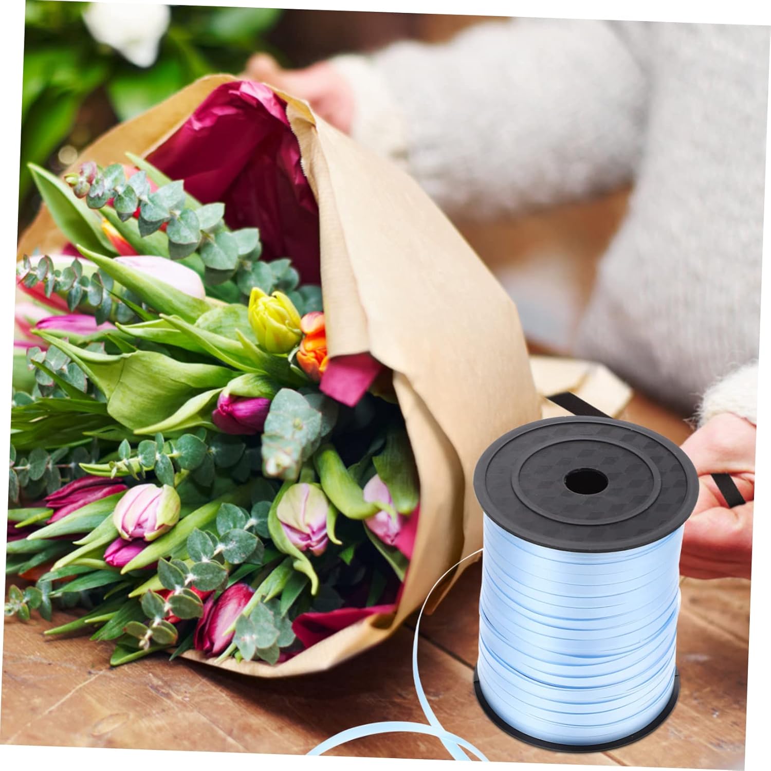 6 Rolls Colorful Balloon Ribbon Strap Yards Decorative Wrapping Ribbon for Party Props Lightweight Durable for Bouquets Bows and Wedding Decorations