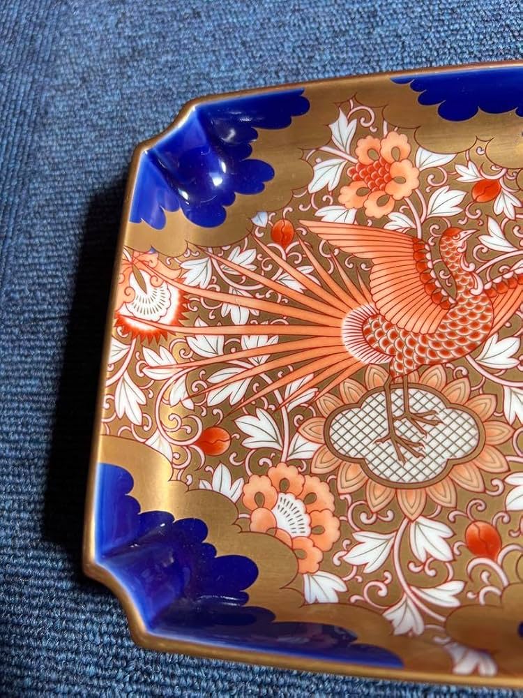 884 深川製磁 染錦鳳凰唐草 飾皿金彩未使用