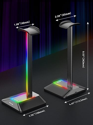 Miniatura 6 de New bee RGB Headphone Stand Desk Gaming Headset Holder with 7 Light Modes and Non-Slip Rubber Base Suitable for All Earphone Accessories(Black)