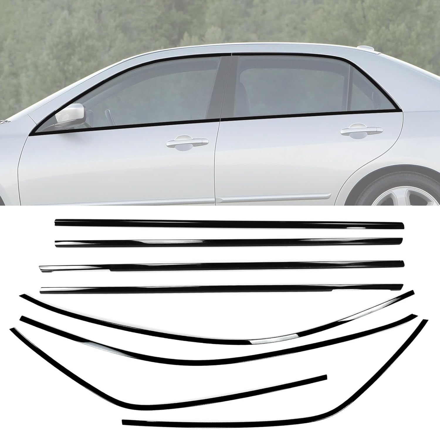 Stainless Steel Window Trim Chrome Delete for Accord Sedan 2003-2007 Black Window Trim Blackout Kit