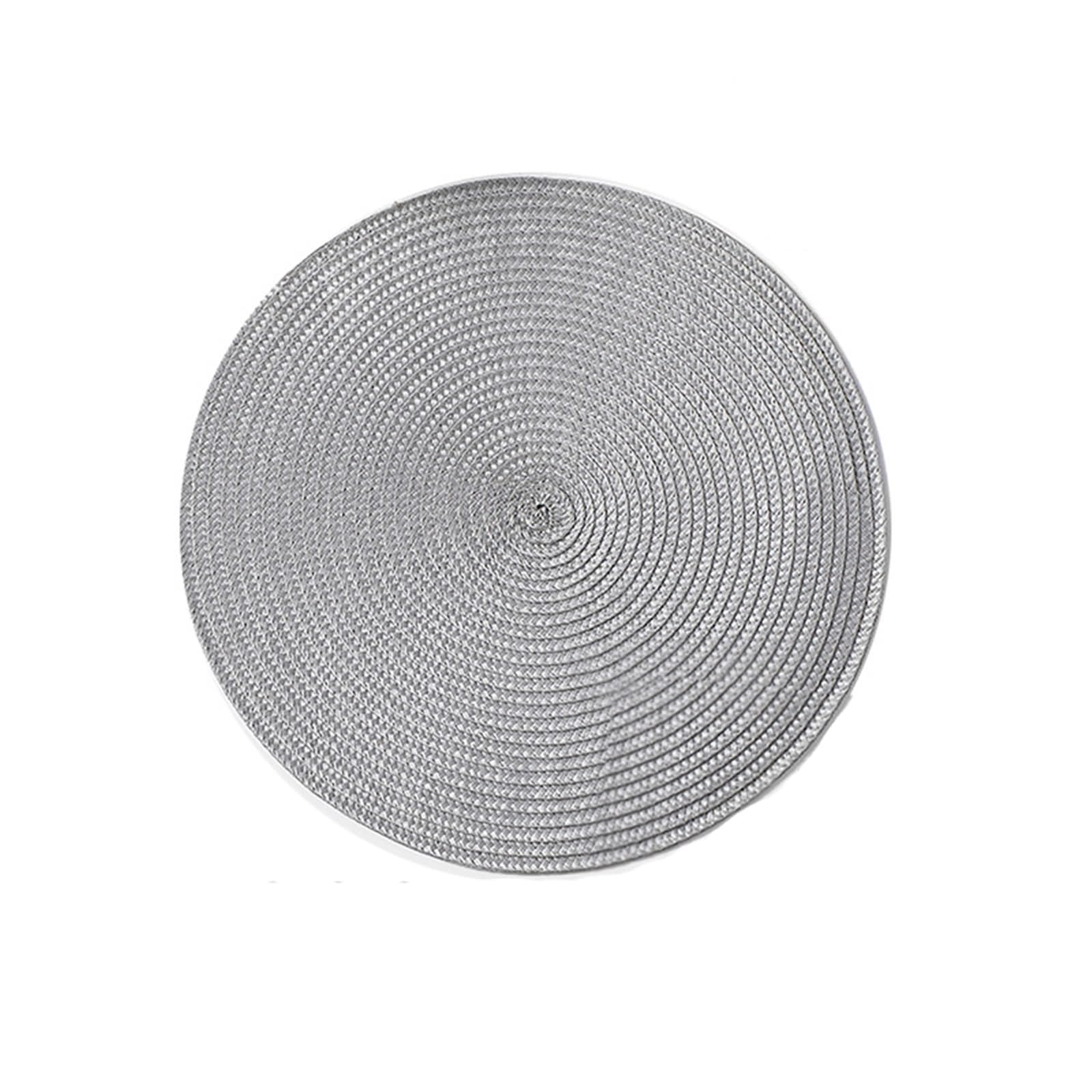 Platzdeckchen Vintage Landhausstil 6er Set, Platzsets Landhausstil 34cm Einfarbiges Hohlgewebe Polypropylen Silber Grau