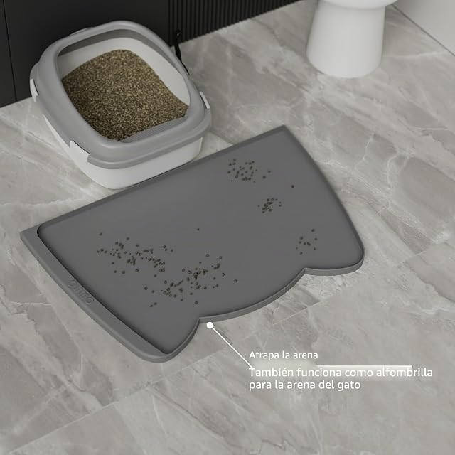 Foto 7 de 8 de OHMO Alfombrillas Impermeables para Comederos de Perros y Gatos con Bolsillo para Residuos(Gris Oscuro