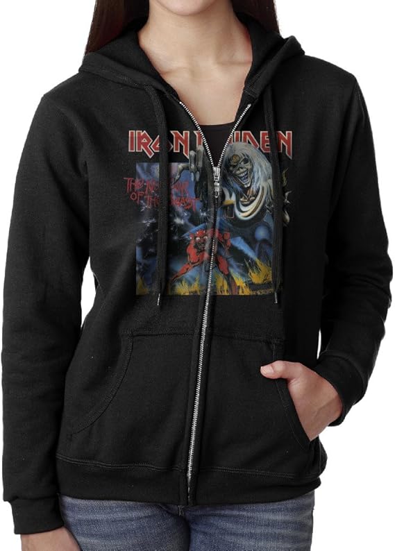 Iron Maiden The Number Of The Beast ZipUp Hoodie Jacket Kangaroo