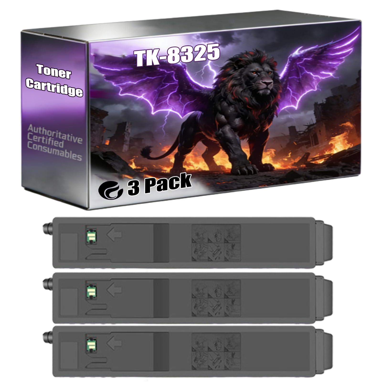 TK-8325 Toner Cartridge Compatible for Kyocera TASKalfa 2551ci 2550ci Printers, with Chip, High Yield 28000 Pages, Vivid Colors (3 Pack Black)