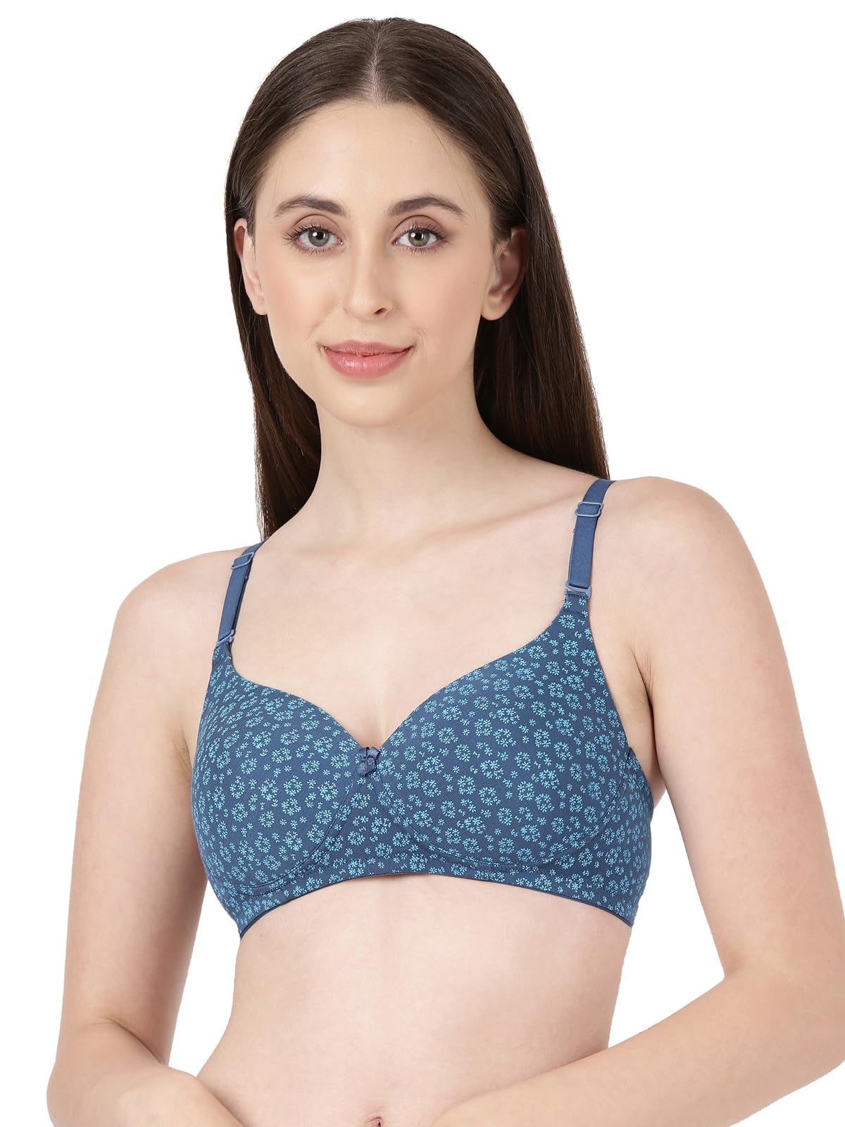 blossom Lush Print Modal T-Shirt Bra NonWired Medium Padded Invisible Neckline Square Neck Detachable Straps Everyday Comfort-picture-52