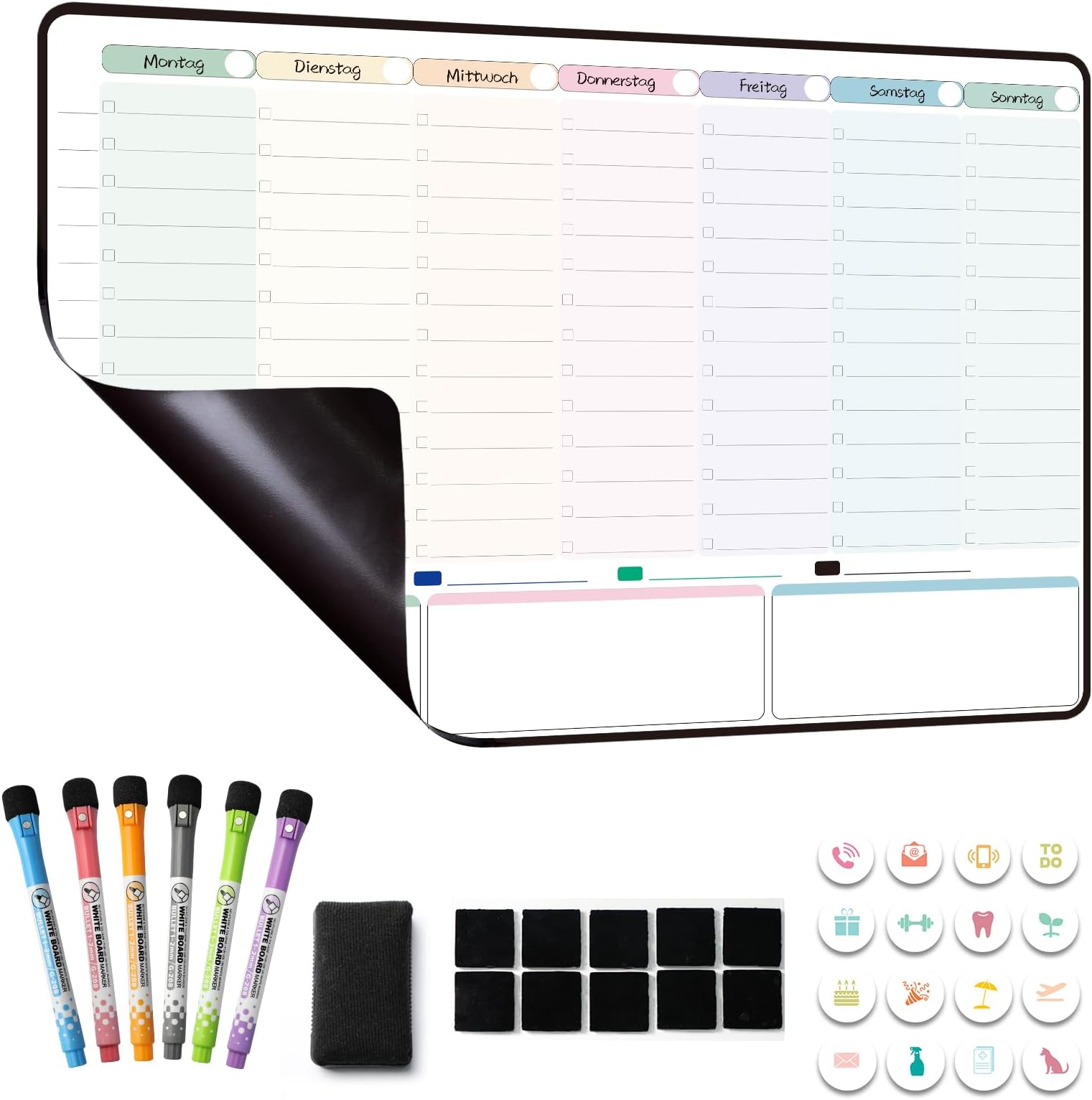 BIROYAL Magnetischer Wochenplaner 41,7x32cm - Abwischbarer Familienplaner Für Kühlschrank