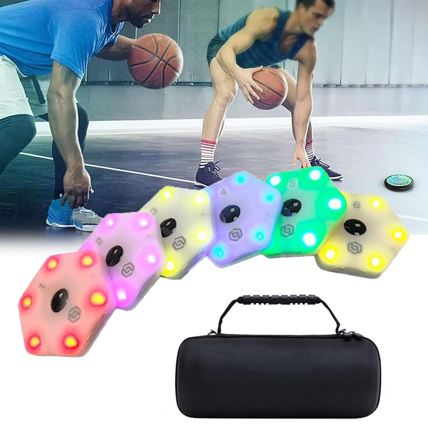 Luci per allenamento di velocità, sistema di reazione portatile per pallacanestro, calcio, lacrosse, esercizi di agilità (6 luci)