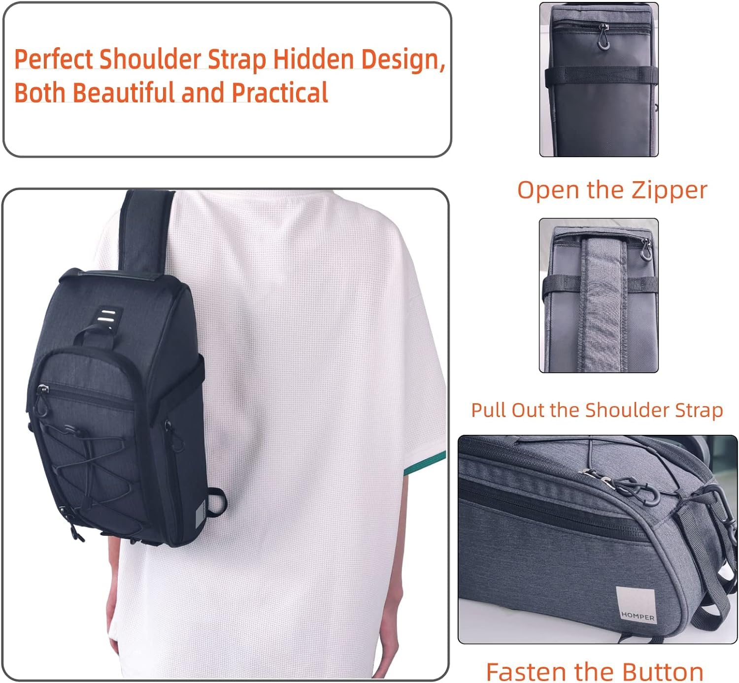 HOMPER Fahrradtasche Satteltasche Gepäcktasche Gepäckträger Tasche Rucksack Seitentasche Mountain Road MTB Fahrrad Radfahren Rücksitztasche (8 L)