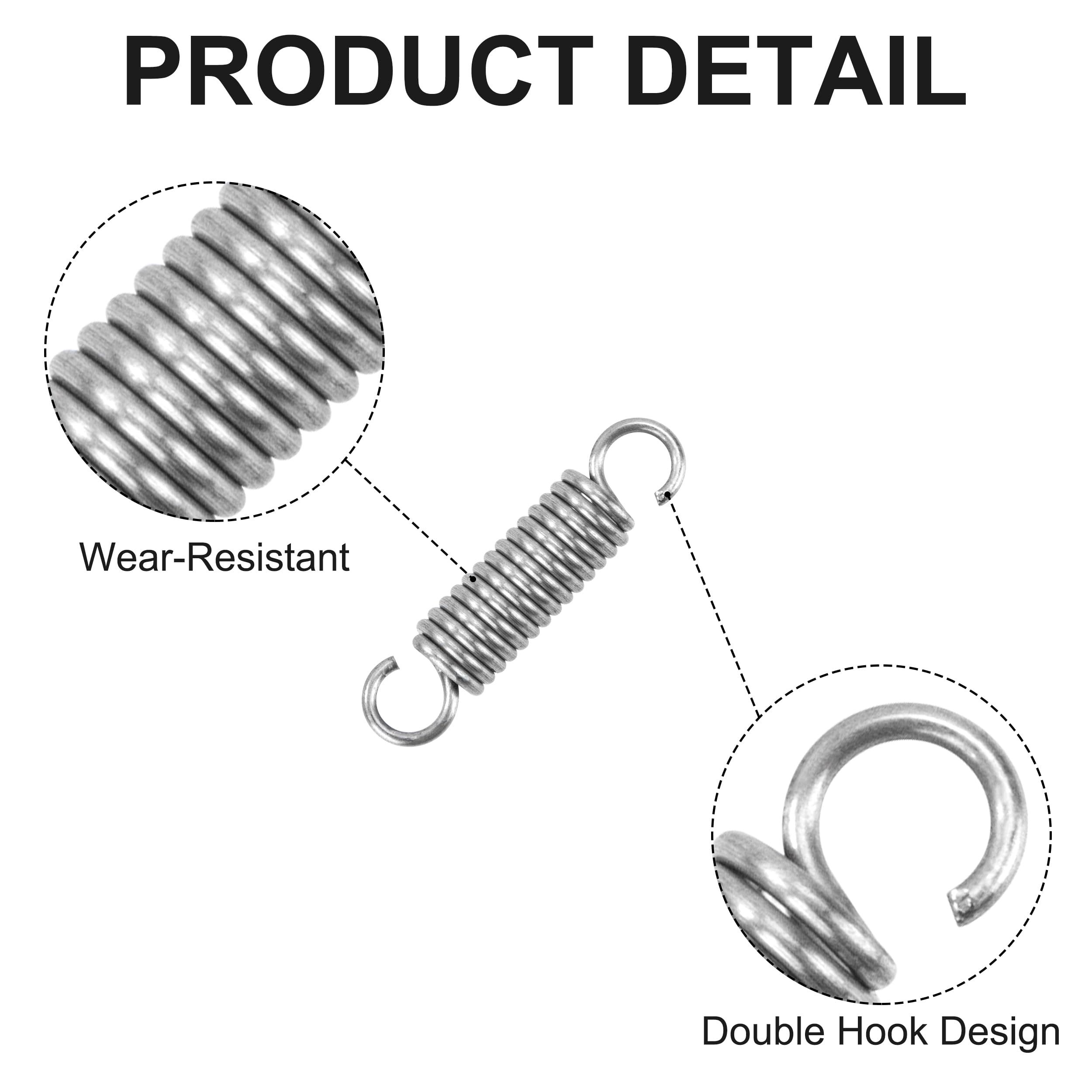 Lot 20 Ressorts De Traction 20 Mm - Acier Inox 304, Fil 0,4 Mm, Force 0,33 Kg, Double Crochet