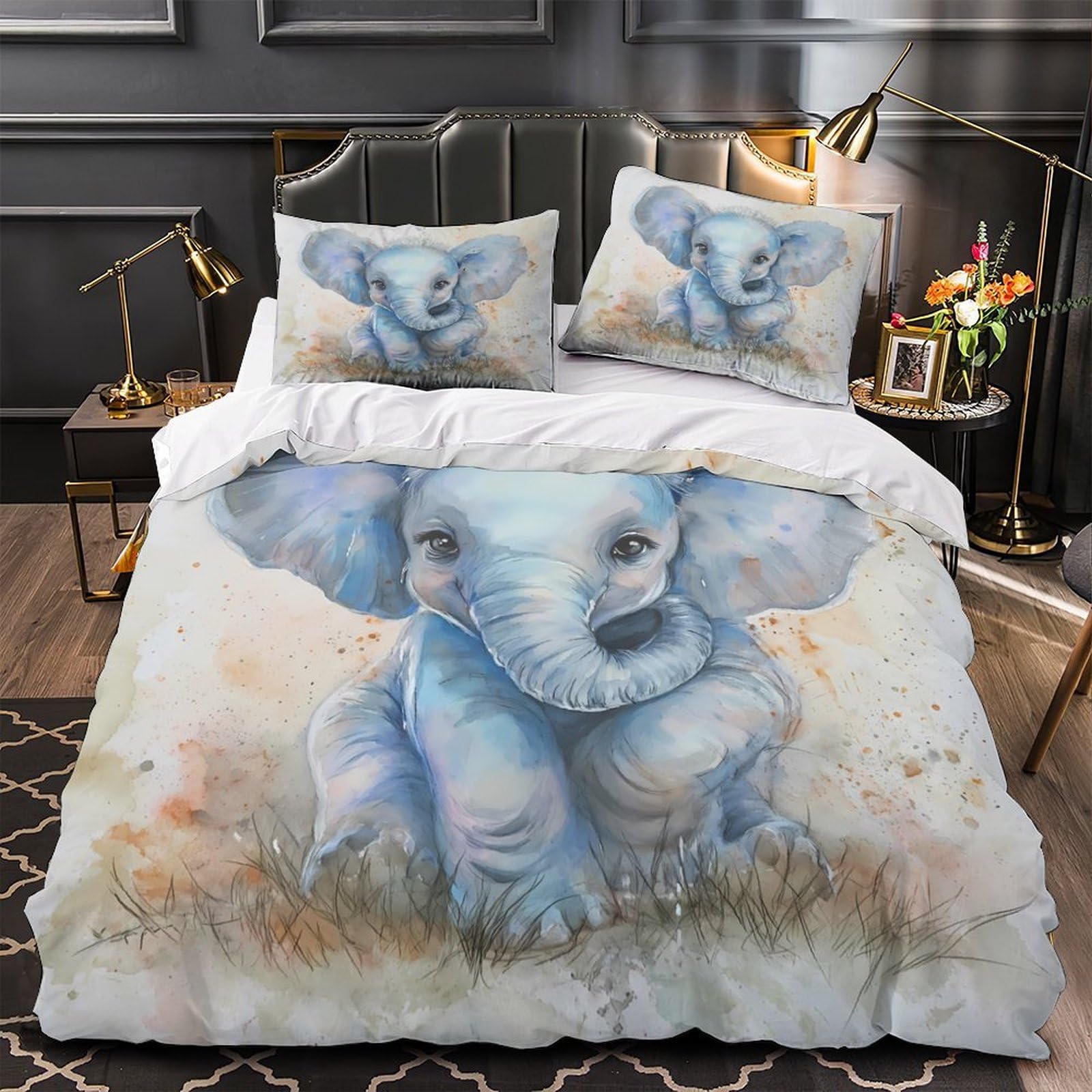 Parure de lit imprimé 3D animaux safari 200x200cm hypoallergénique ado