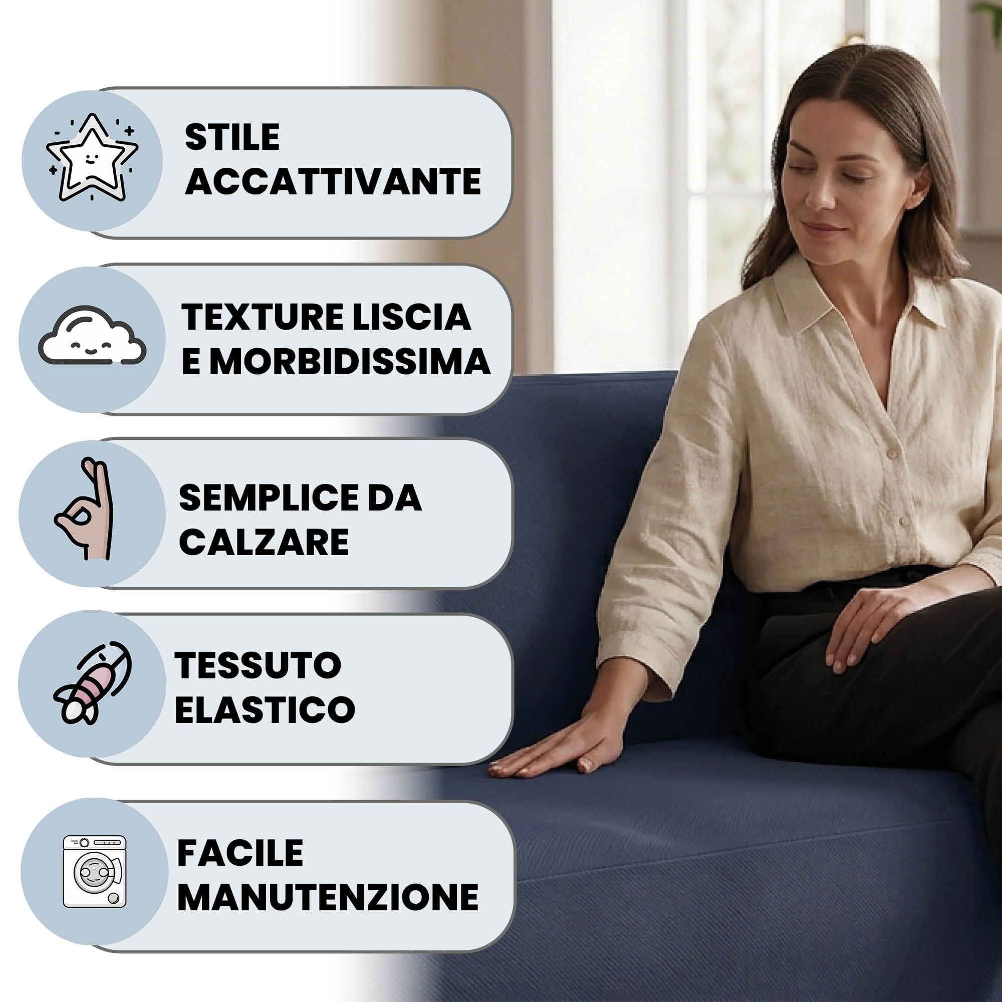 Italian Bed Linen Dahlia Funda de sofá elástica, Poliéster, Azul Oscuro, 2 Plazas