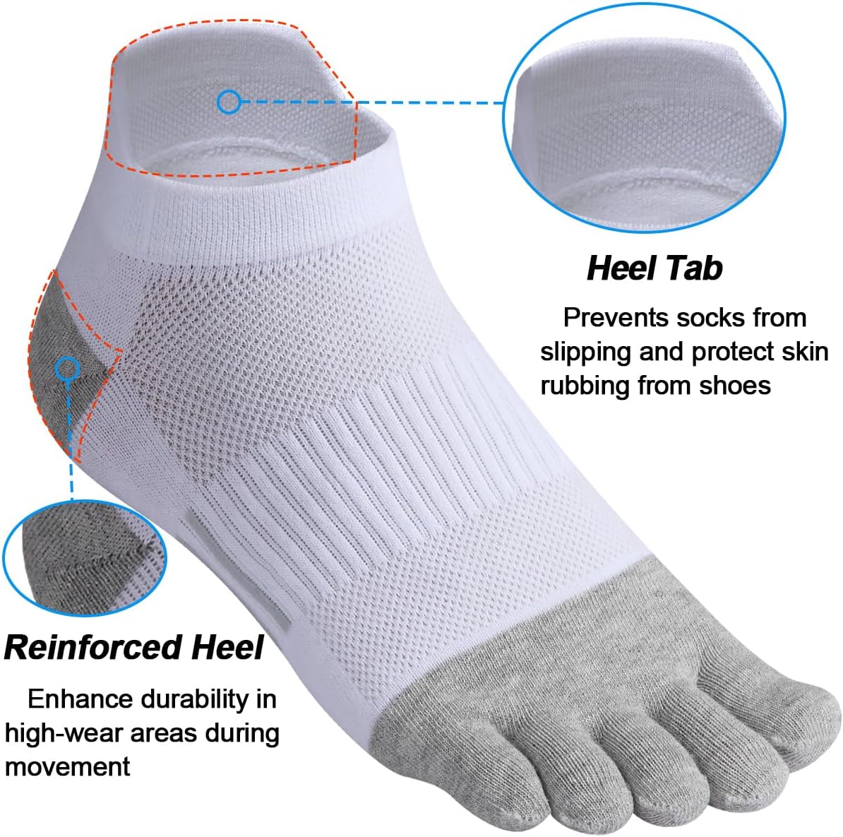 Meaiguo Men's Toe Socks Cotton Five Finger Socks Athletic Toe Socks for Running - Image 4