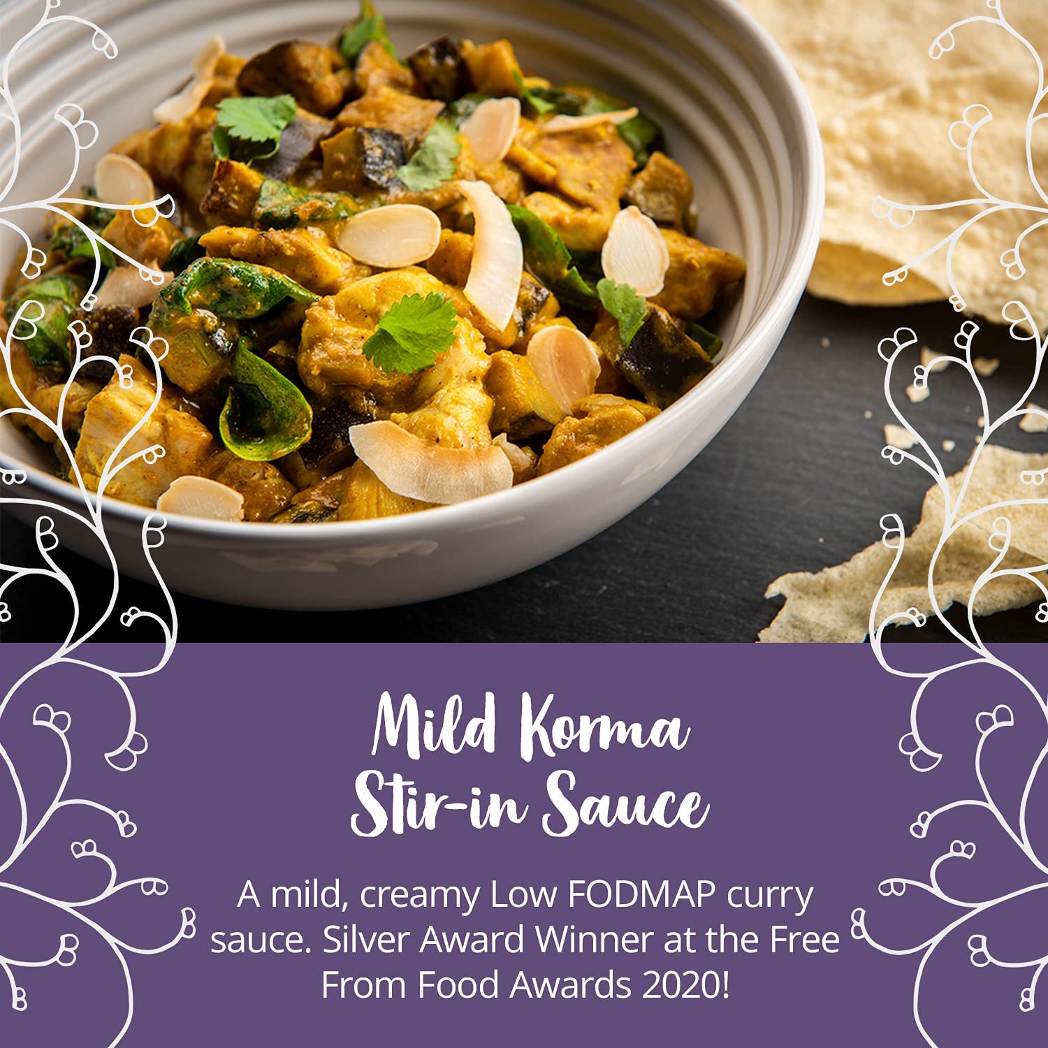 Bay's Kitchen FODMAP łagodny sos z korma, indyjski sos gotowy do gotowania, bezglutenowy, przyjazny dla IBS, odpowiedni dla wegan (260 g)