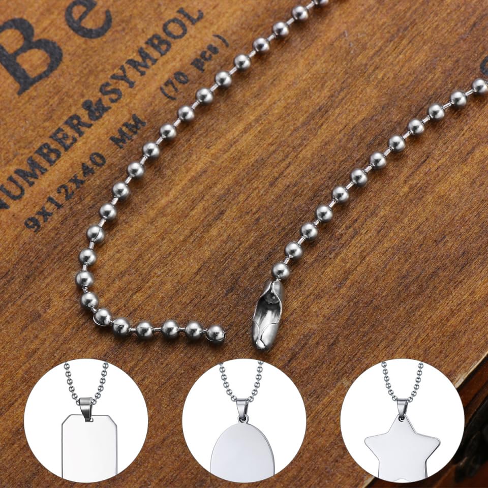 OUNONA Edelstahl Kugelkette 3 Meter Edelstahl Kette Silberkette LäNge 2.4 Mm Durchmesser Mit 10 Verbindern LäNgenverstellbar FüR DIY Schmuckherstellung SchlüSselanhäNger Und Bastelprojekte