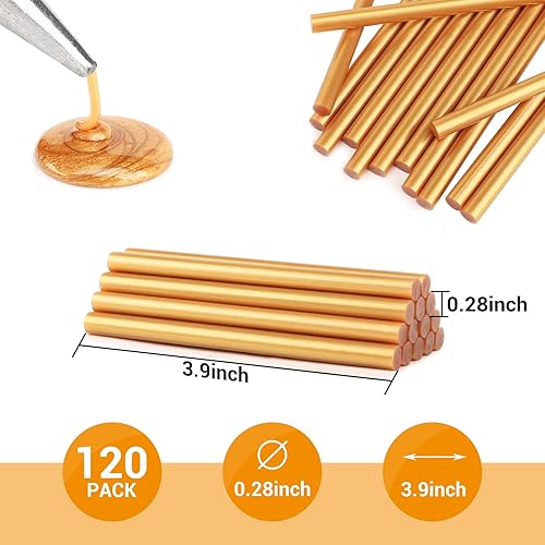 Miniatura 2 de Gartful 120 barras de pegamento caliente doradas, barras de cera de pistola de pegamento caliente de 0.28 x 3.9 pulgadas, mini barras de pegamento