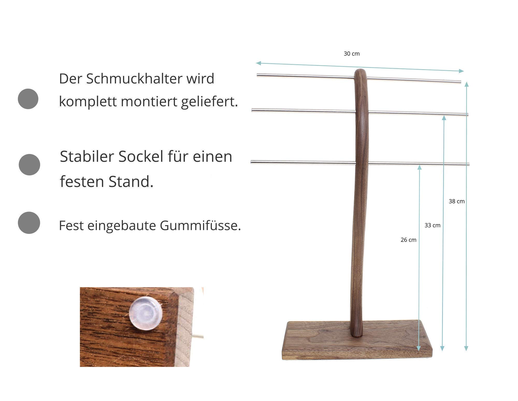 Schmuckständer Schmuckhalter Schmuckbaum Schmuckbäumchen zur Aufbewahrung von Ketten-Ringen-Armbänder - handgefertigter Schmuck-Organizer - Handmade in Germany