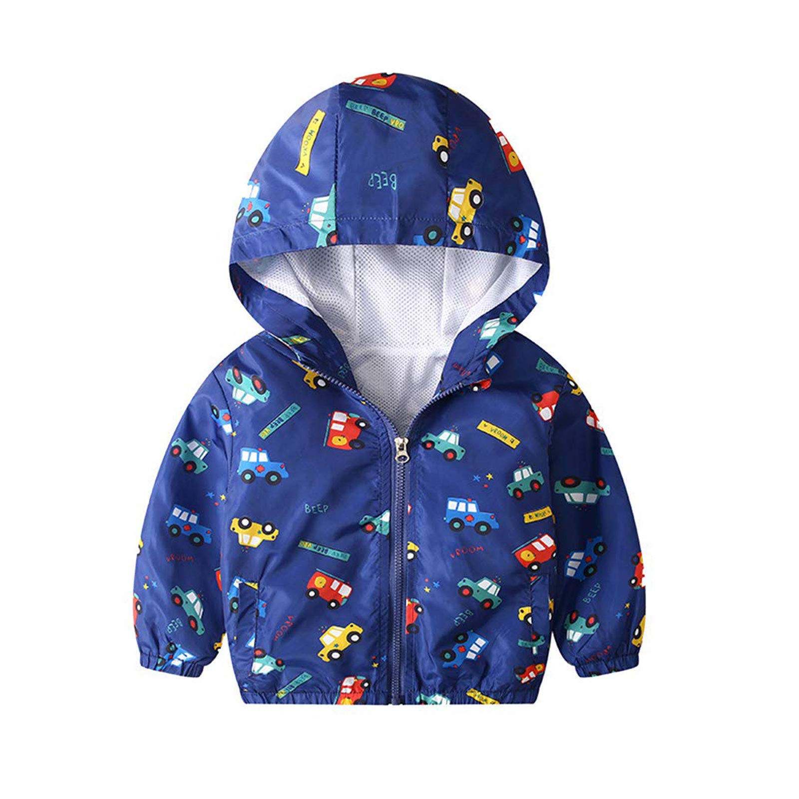 JinBei Niños Cazadora Niño Bebes Casual Chaqueta Primavera Y Otoño Abrigo Fino Cartoon Impresión Corto Chaqueta A Prueba De Viento con Cremallera1-7 Años