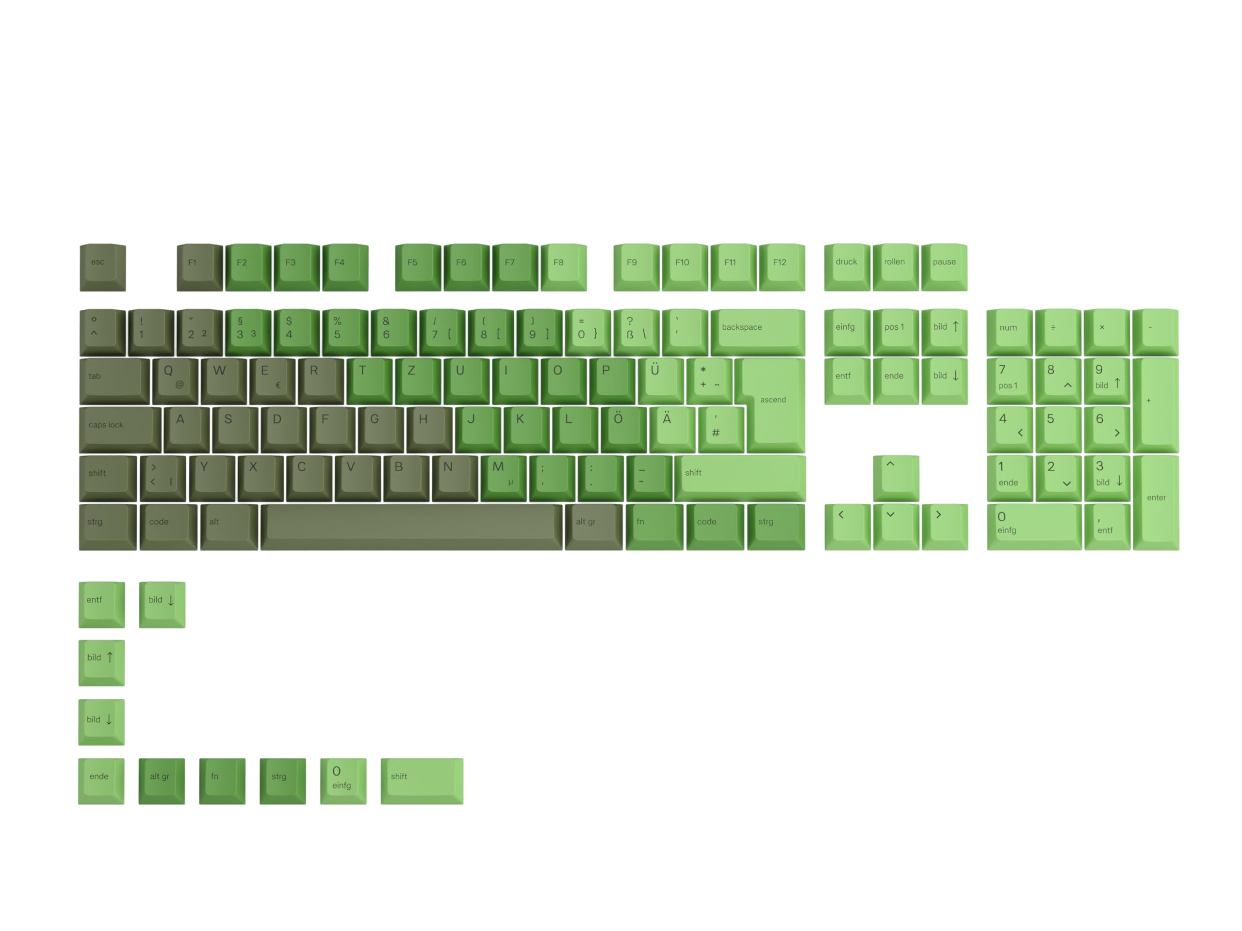 Glorious Gaming 115x GPBT-Keycaps - Cherry-Profil, äußerst widerstandsfähiger PBT-Kunststoff, optisch EIN Blickfang, überragende Akustik, Originalschrift - Deutsche QWERTZ-Belegung