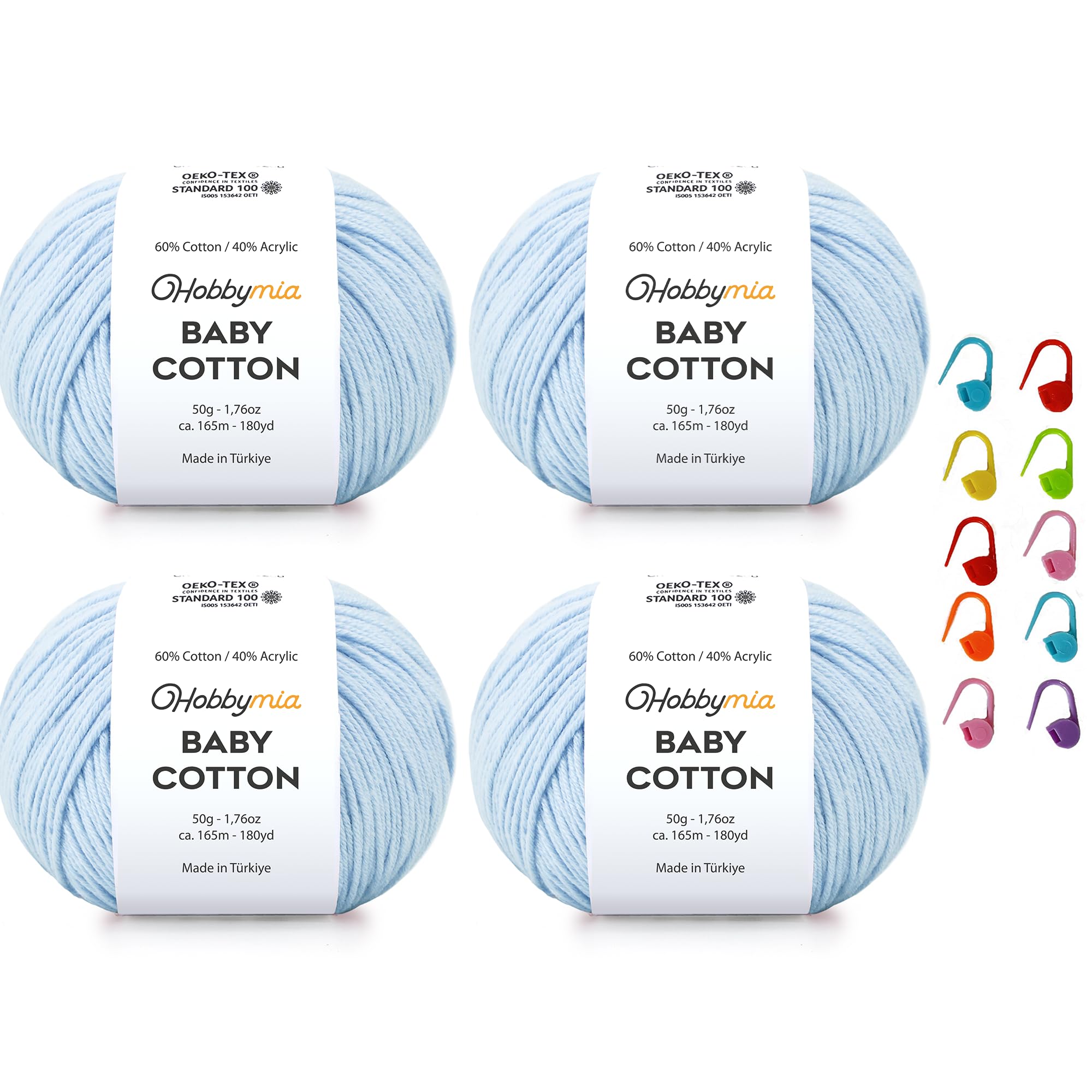 Baby Cotton Blend Yarn – Soft Sport Weight Yarn for Crochet & Amigurumi - 50g/180yds - 60% Cotton 40% Acrylic - Ideal for Baby & Knitting Proj.(Neon Green, 1 Ball) — view 138