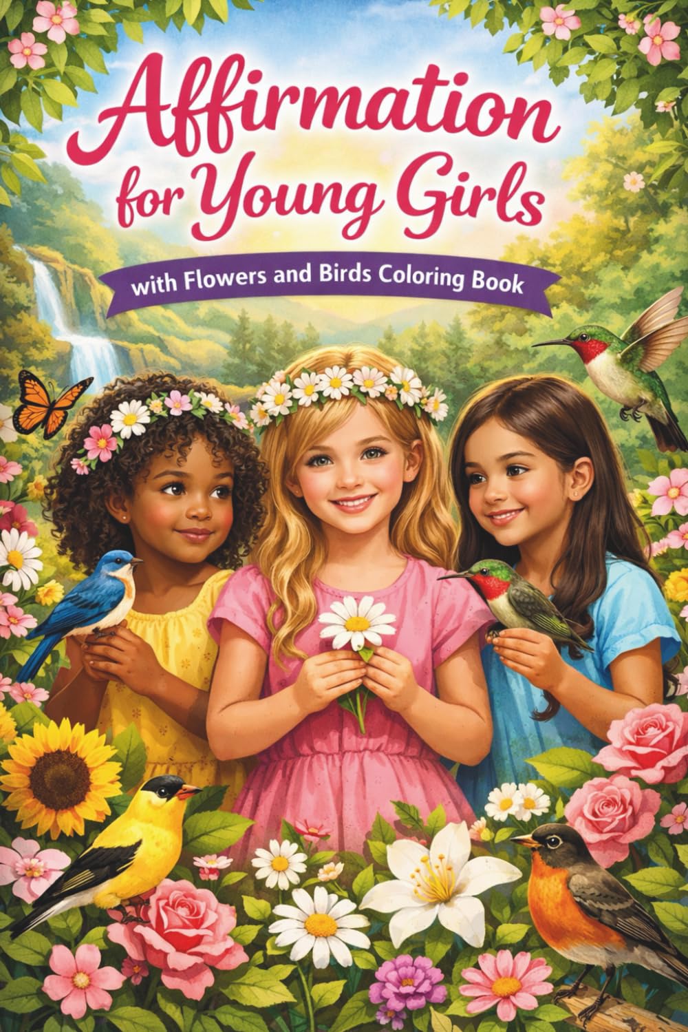 Affirmation for Young Girls: Flowers and Birds Coloring Book