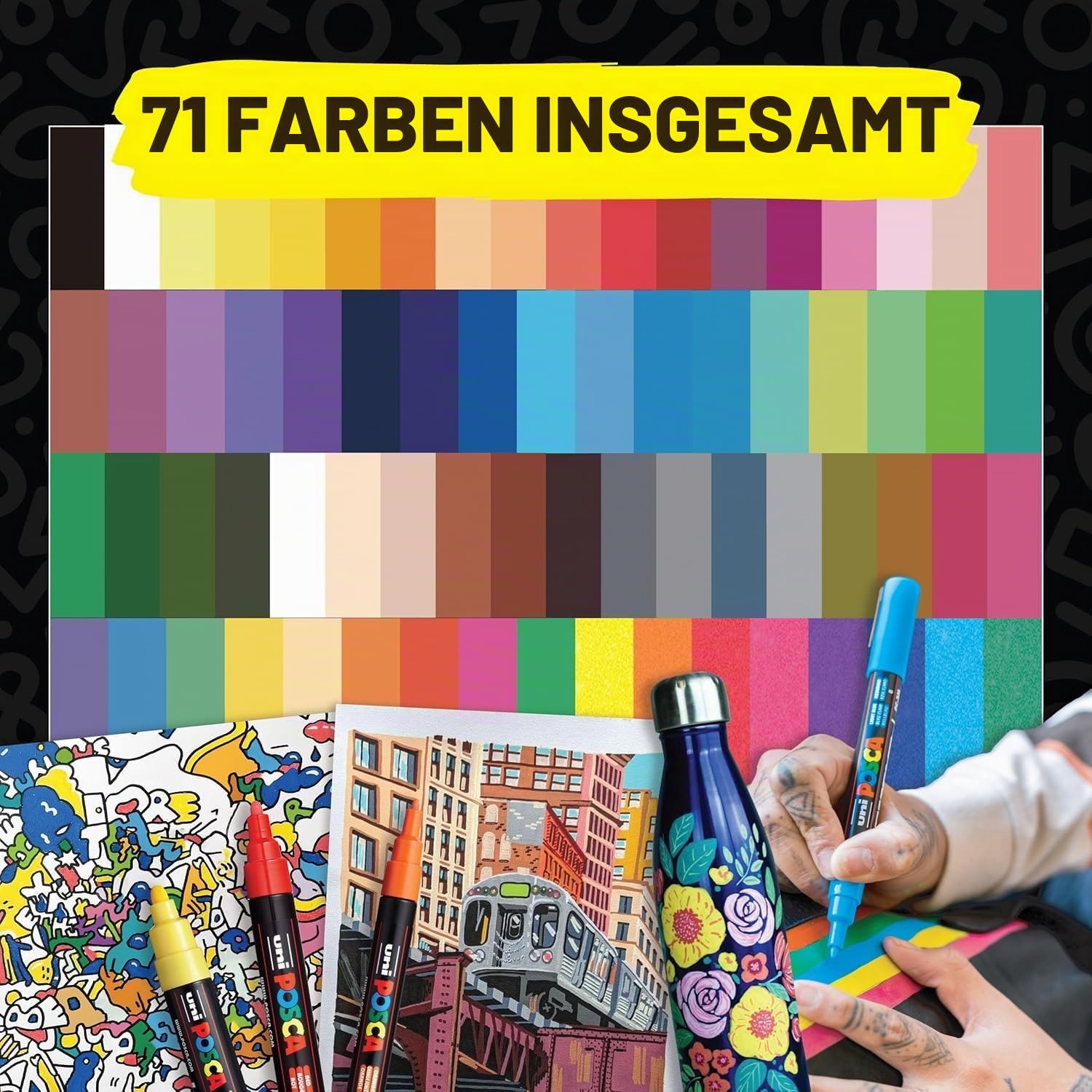 POSCA 186508 - POSCA Marker mit feiner Rundspitze, 8er Set, Grundfarben