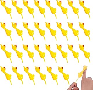 Fuyamp 30 Pcs Slingshot Chicken Stretchy Flying Chickens Flick Toy, Sticky Rubber Chickens Flying Chicken Sling Flick Chicken Slingshot Stretchy Chicken Toy Gifts for Kids